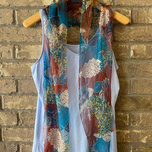 Lovely Scarf in Teal and Brown Colors